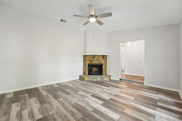 Empty room, Fireplace, Interior, Wood Texture Flooring