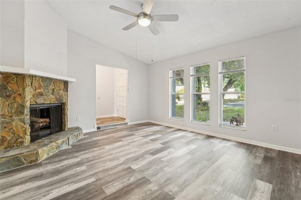 Empty room, Fireplace, Interior, Wood Texture Flooring