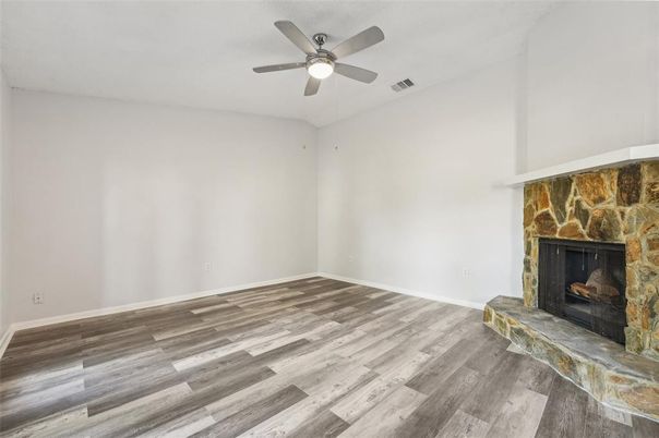 Empty room, Fireplace, Interior, Wood Texture Flooring