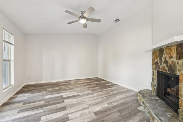 Empty room, Fireplace, Interior, Wood Texture Flooring