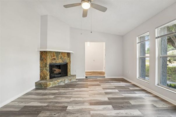 Empty room, Fireplace, Interior, Wood Texture Flooring