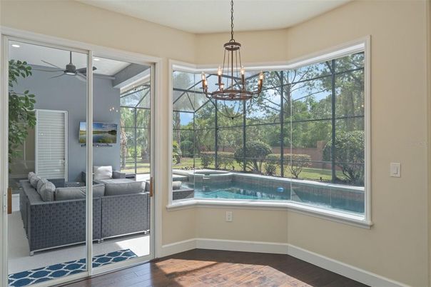 Glass Ceilings, Interior, Pendant Lights, Pool, Sun Room, Wood Texture Flooring