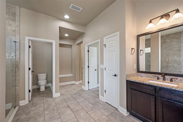 Bathroom, Glass Shower, Interior, Recessed Lighting