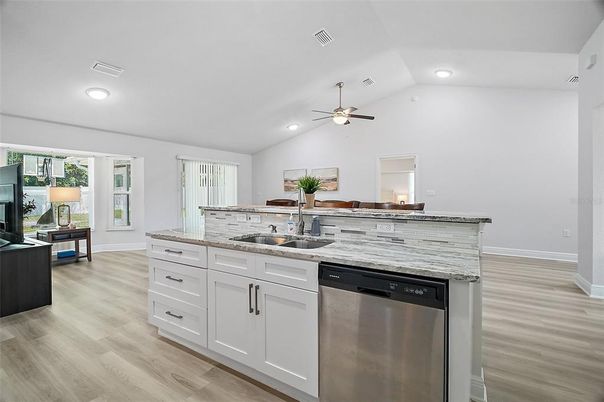 Interior, Kitchen, Recessed Lighting, Wood Texture Flooring