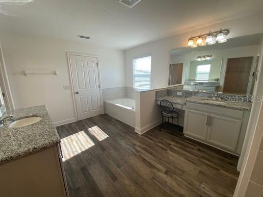 Bathroom, Dual Sink Vanities, Interior, Wood Texture Flooring