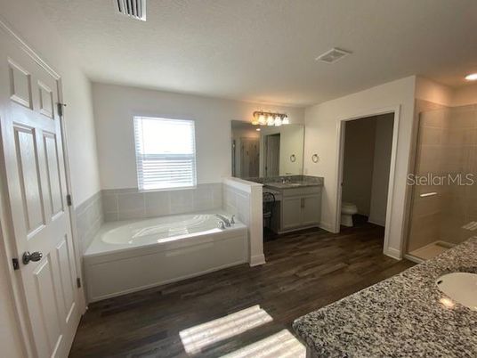 Bathroom, Dual Sink Vanities, Interior, Wood Texture Flooring