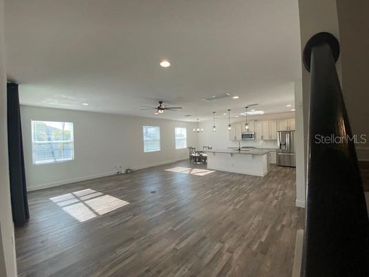 Interior, Kitchen, Pendant Lights, Recessed Lighting, Wood Texture Flooring