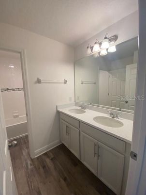 Bathroom, Dual Sink Vanities, Interior, Wood Texture Flooring