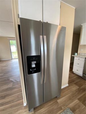 Interior, Kitchen, Stainless Steel Appliances, Wood Texture Flooring