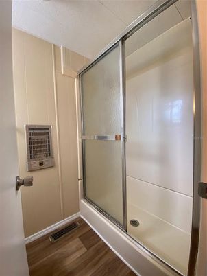 Bathroom, Glass Shower, Interior, Wood Texture Flooring