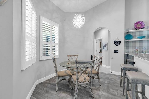 Chandelier, Dining room, Interior, Pendant Lights, Wood Texture Flooring
