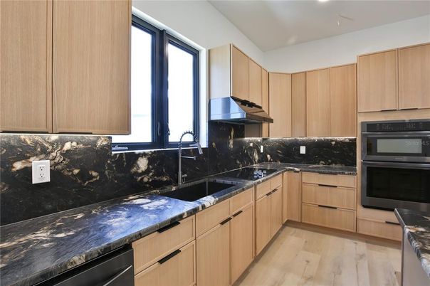 Interior, Kitchen, Recessed Lighting, Wood Texture Flooring