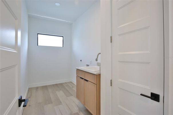Bathroom, Interior, Recessed Lighting, Wood Texture Flooring
