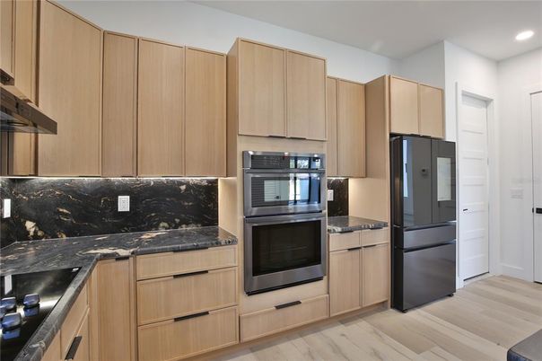 Interior, Kitchen, Recessed Lighting, Wood Texture Flooring