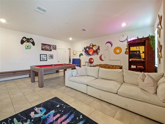 Billiard Table, Game Room, Interior, Recessed Lighting