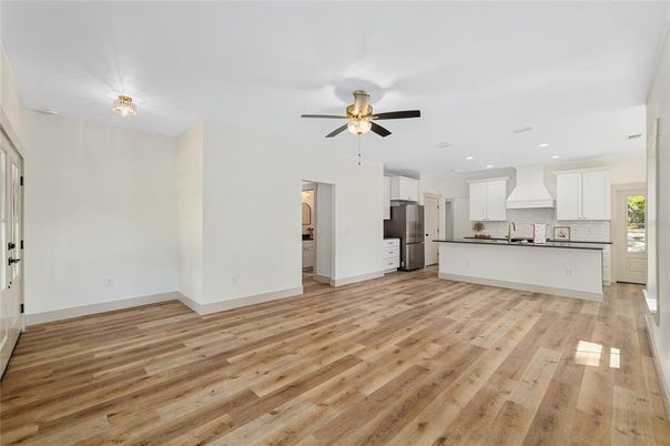 Interior, Kitchen, Recessed Lighting, Wood Texture Flooring