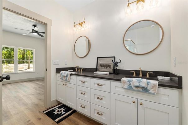 Bathroom, Dual Sink Vanities, Interior, Wood Texture Flooring