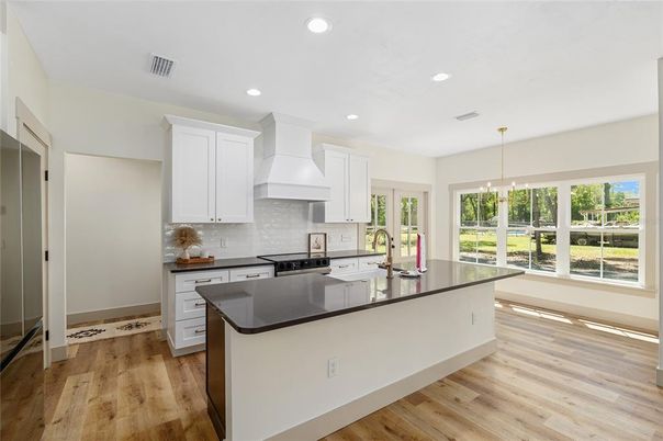 Interior, Kitchen, Pendant Lights, Recessed Lighting, Wood Texture Flooring