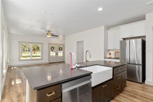 Interior, Kitchen, Recessed Lighting, Wood Texture Flooring