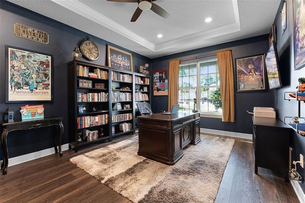 Home Office, Interior, Recessed Lighting, Wood Texture Flooring