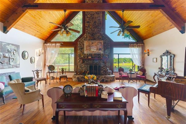 Dining room, Fireplace, Interior, Living room, Piano, Wooden Beams, Wooden Ceilings, Wood Texture Flooring