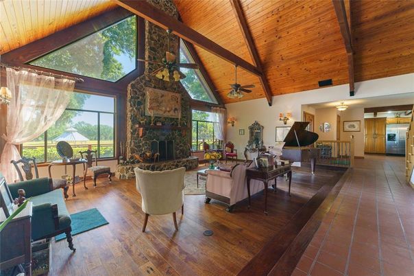 Fireplace, Interior, Living room, Piano, Wooden Beams, Wooden Ceilings, Wood Texture Flooring