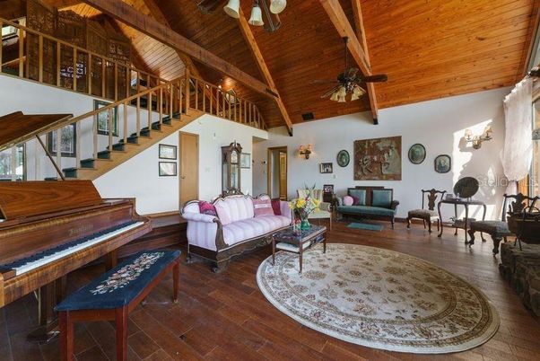 Interior, Living room, Piano, Wooden Beams, Wooden Ceilings, Wood Texture Flooring