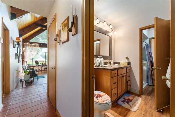 Bathroom, Interior, Wooden Beams, Wooden Ceilings, Wood Texture Flooring