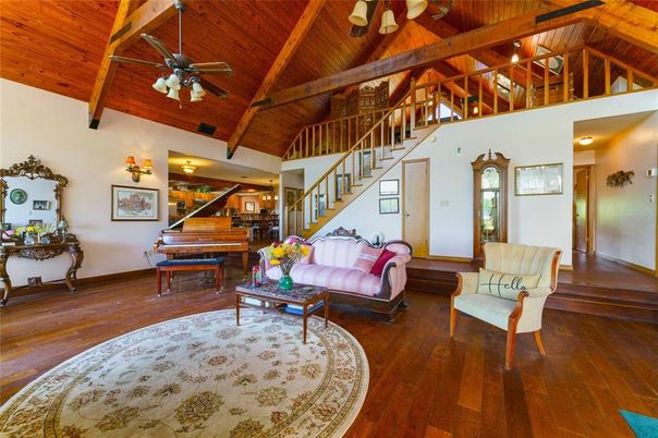 Interior, Living room, Piano, Wooden Beams, Wooden Ceilings, Wood Texture Flooring