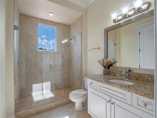 Bathroom, Glass Shower, Interior, Recessed Lighting
