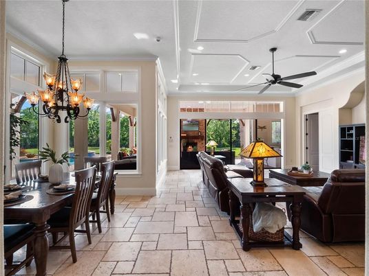Chandelier, Dining room, Interior, Living room, Recessed Lighting