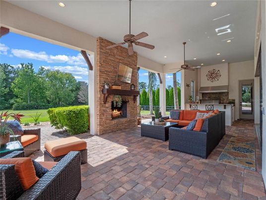 Exterior, Fireplace, Recessed Lighting