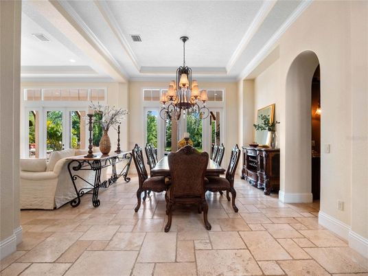 Chandelier, Dining room, Interior, Living room, Recessed Lighting