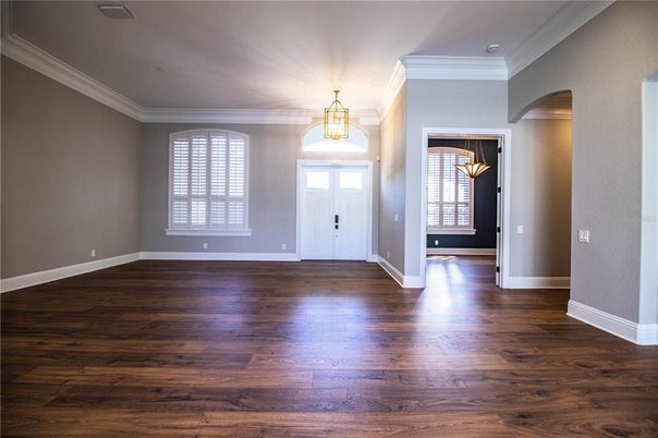 Empty room, Interior, Pendant Lights, Wood Texture Flooring