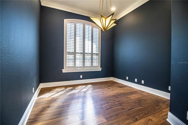 Empty room, Interior, Pendant Lights, Recessed Lighting, Wood Texture Flooring