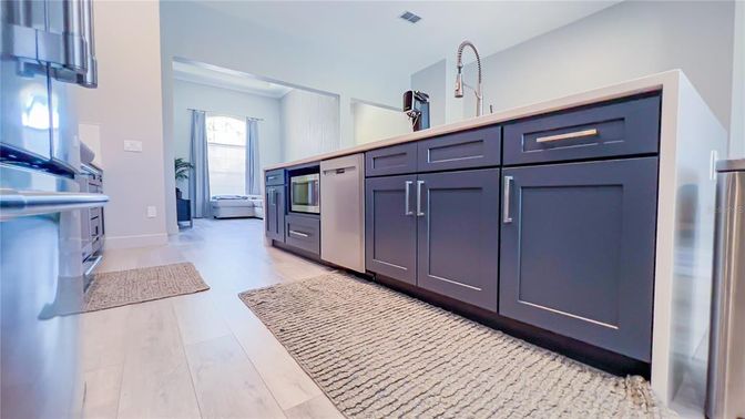 Interior, Kitchen, Stainless Steel Appliances, Wood Texture Flooring