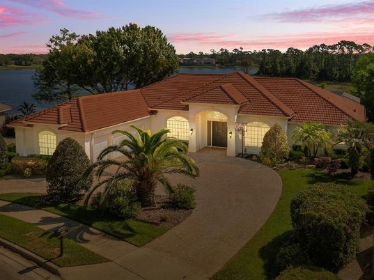 Attached, Backyard, Exterior, Facade, Water, Mediterranean