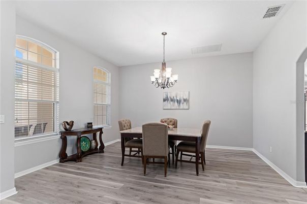Chandelier, Dining room, Interior, Wood Texture Flooring