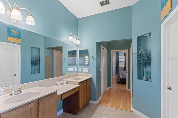 Bathroom, Dual Sink Vanities, Interior, Wood Texture Flooring