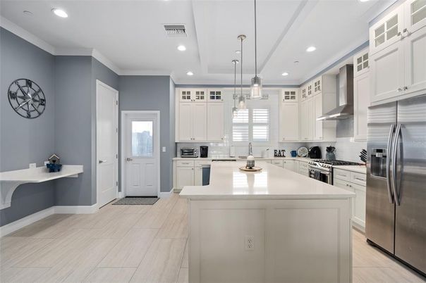 Interior, Kitchen, Pendant Lights, Recessed Lighting, Stainless Steel Appliances