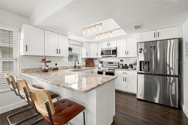 Interior, Kitchen, Stainless Steel Appliances, Wood Texture Flooring