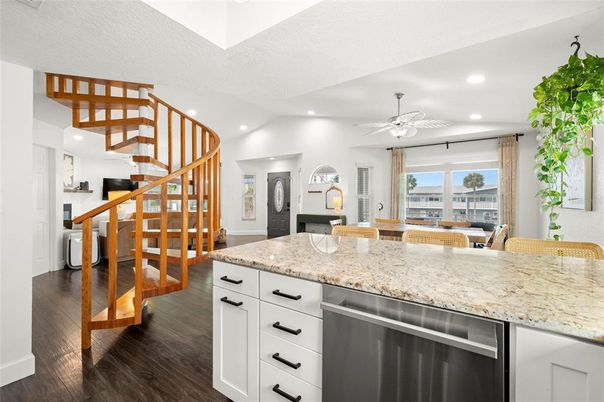 Interior, Kitchen, Recessed Lighting, Wood Texture Flooring