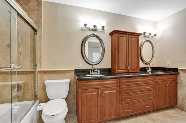 Bathroom, Dual Sink Vanities, Glass Shower, Interior