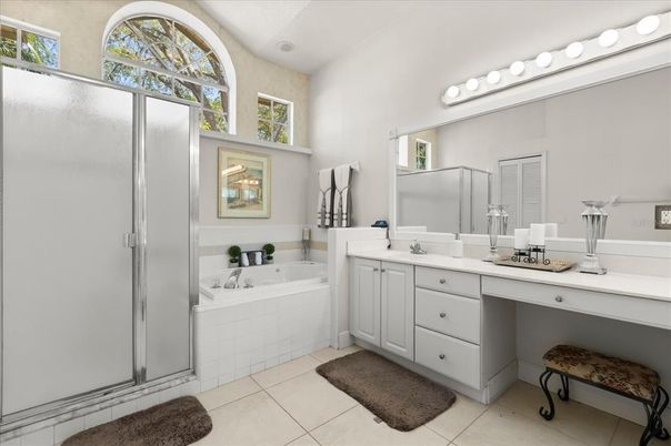 Bathroom, Dual Sink Vanities, Glass Shower, Interior