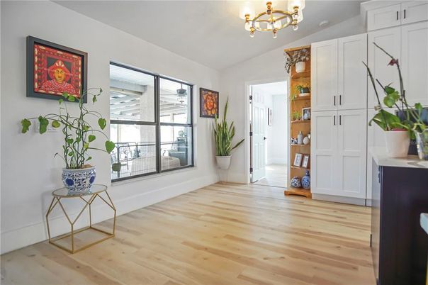 Chandelier, Empty room, Interior, Wood Texture Flooring