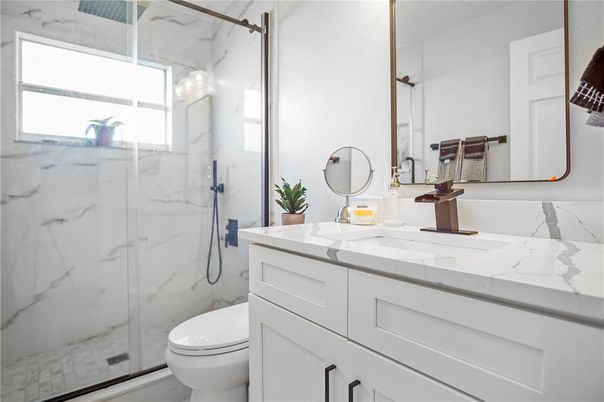 Bathroom, Glass Shower, Interior, Marble Walls
