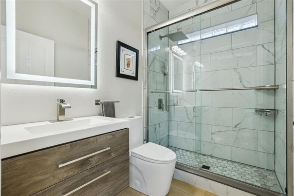 Bathroom, Glass Shower, Interior, Marble Walls