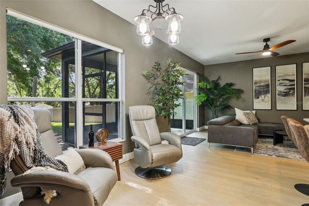 Interior, Living room, Pendant Lights, Wood Texture Flooring