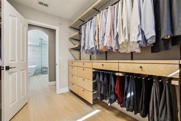 Bathroom, Interior, Walk-in Closets, Wood Texture Flooring