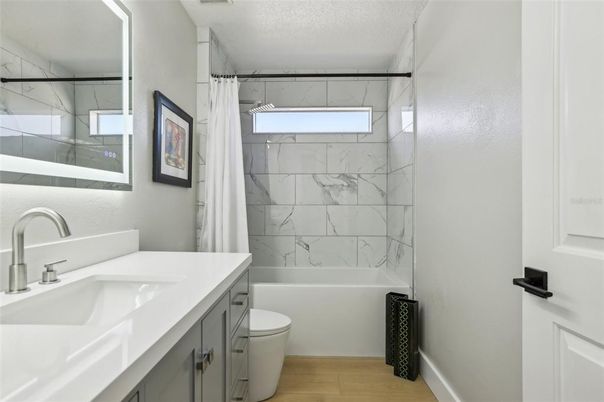 Bathroom, Interior, Marble Walls, Wood Texture Flooring